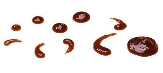 Puddle of BBQ  sauce  isolated on white background,