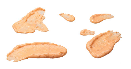 Brush strokes shrimp sauce  isolated on white background.