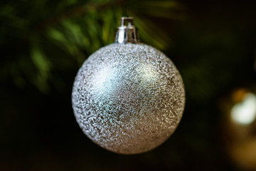 christmas ball on a green background