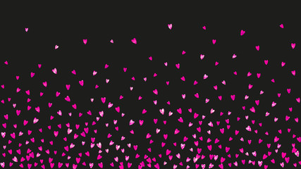 Valentine background with pink glitter hearts. February 14th day. Vector confetti for valentine background template. Grunge hand drawn texture. Love theme for poster, gift certificate, banner.