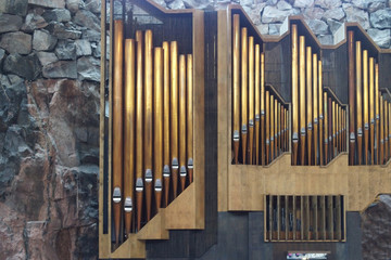 A large organ is installed in the temple 