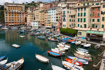 Fototapeta na wymiar Fishing Village Camogli, Genoa, Liguria, Italian Riviera, Italy, July 2013