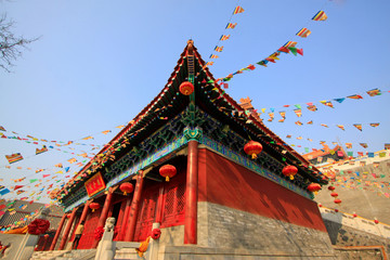 Fototapeta premium Dajue Temple Avalokitesvara Hall building scenery, China