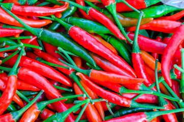 Red Chilli Background Fresh Organic Herb Ingredient for Sale in Market - Image