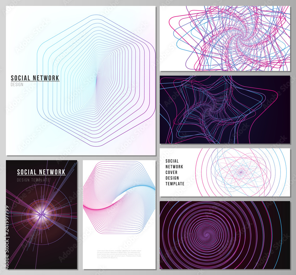 Poster vector illustration of the editable layouts of modern social network mockups in popular formats. ran