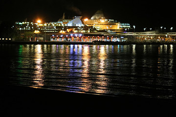 Fototapeta na wymiar View of cruise liner at the night, Estonia