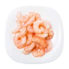 Plate of frozen shrimp