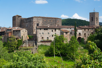 Fototapeta na wymiar Castle of Santa Pau in summer day, Garrotxa
