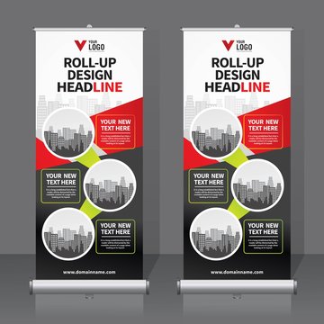 Roll Up Banner Design Template, Vertical, Abstract Background, Pull Up Design, Modern X-banner, Rectangle Size. 