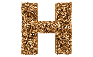 Letter H from bullets, 3D rendering