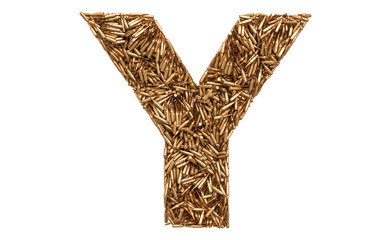 Letter Y from bullets, 3D rendering