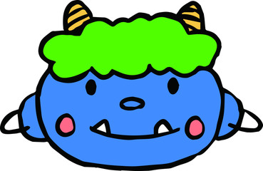 Cute blue demon's face