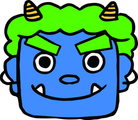 Cute blue demon's face