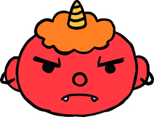 Cute red demon's face outline