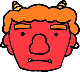 Cute red demon's face outline