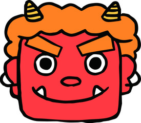 Cute red demon's face outline