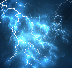 A bright lightning in the dark sky. Vector image