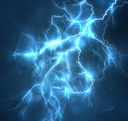 A bright lightning in the dark sky. Vector image