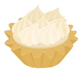 Desert Tartlet cake with Italian meringue and lemon cream. Vector illustration on white background