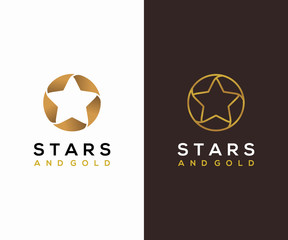 Gold of Stars logo design concept, Stars logo template