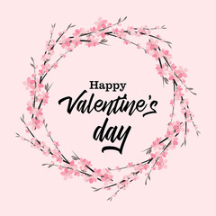 Vector illustration of flowers on a colorful background. Happy Valentine s Day