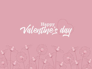 Vector illustration of flowers on a colorful background. Happy Valentine s Day