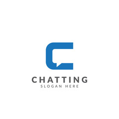 Chat logo vector design template with letter C and chat bubble, negative space logo