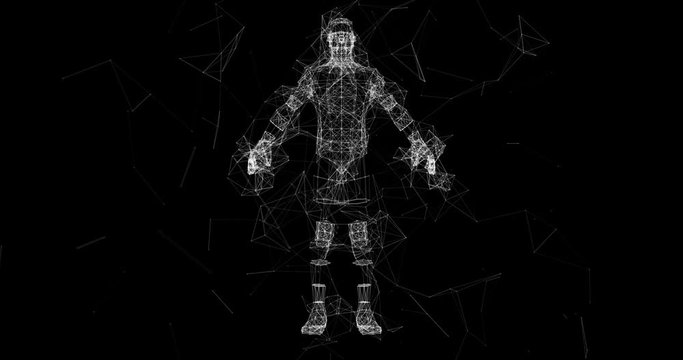Full Human Figure Rotating Polygon 3D Model 4k Video Footage.