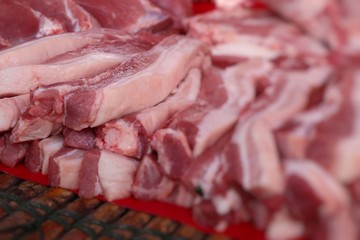 fresh pork meat in market