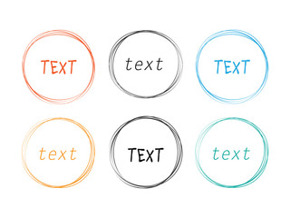 Hand drawn scribble circles. Round sketch line vector frames. Scribble round sketch frame pencil with sample text illustration