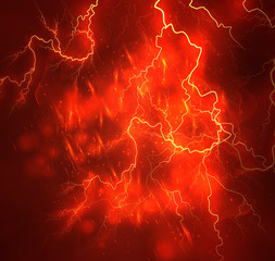 A bright lightning in the dark sky. Vector image