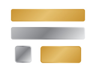 Bronze, silver and golden banners. Metal gold plate vector vintage