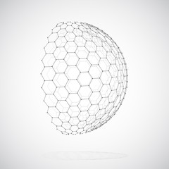 Vector 3d object from a hexagon grid with dots. stylish design