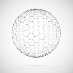 Vector 3d object from a hexagon grid with dots. stylish design
