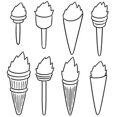 vector set of fire torch