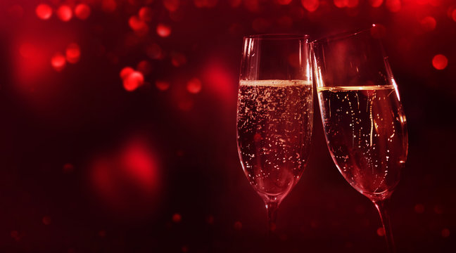 Valentines background with champagne