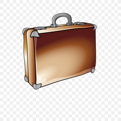 sketch of an old brown leather suitcase