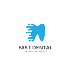 Fast dental logo, healthcare dental vector design template with dental and speed symbol