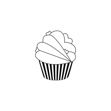 recommend clip art: Cupcake icon. Dessert cake sign. Delicious bakery food symbol. Linear icons on white background.
