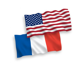 Flags of France and America on a white background