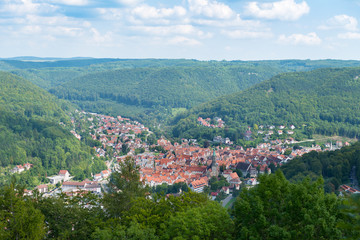 Fototapeta premium view of the village bad urach in germany