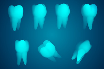 vector set of 3d teeth for dental medicine.