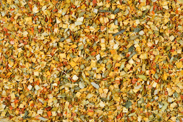 Variety of spices and herbs background