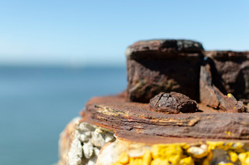 rusty metal in maritime port