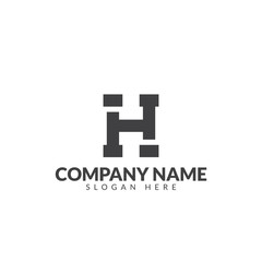 Fototapeta premium Letter H logo template vector design, geometric shape initial logo