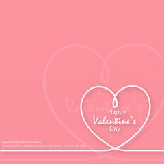 Happy Valentine's day greeting card with lined heart. Vector