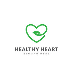 Heart leaf logo, healthy heart logo vector design template
