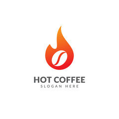 Hot coffee logo, roasted coffee logo template