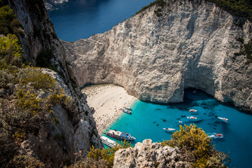 The shipwreck on the island of Zante, Greece. The view from the observation deck.