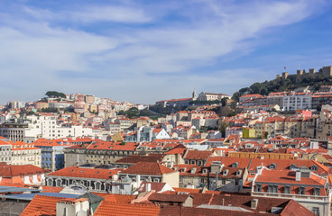 Fototapeta na wymiar Lisbon - Portugal, aerial view of the city and the castle Sao Jorge